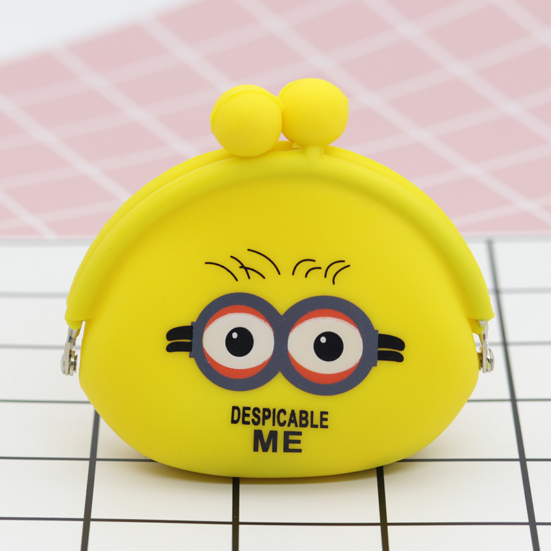 小黃人便攜硅膠錢包，卡扣設(shè)計(jì)硅膠零錢包